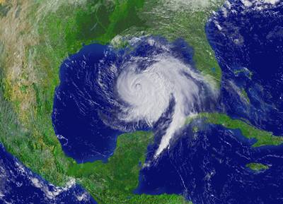 Hurikán Ike v Mexickém zálivu.
